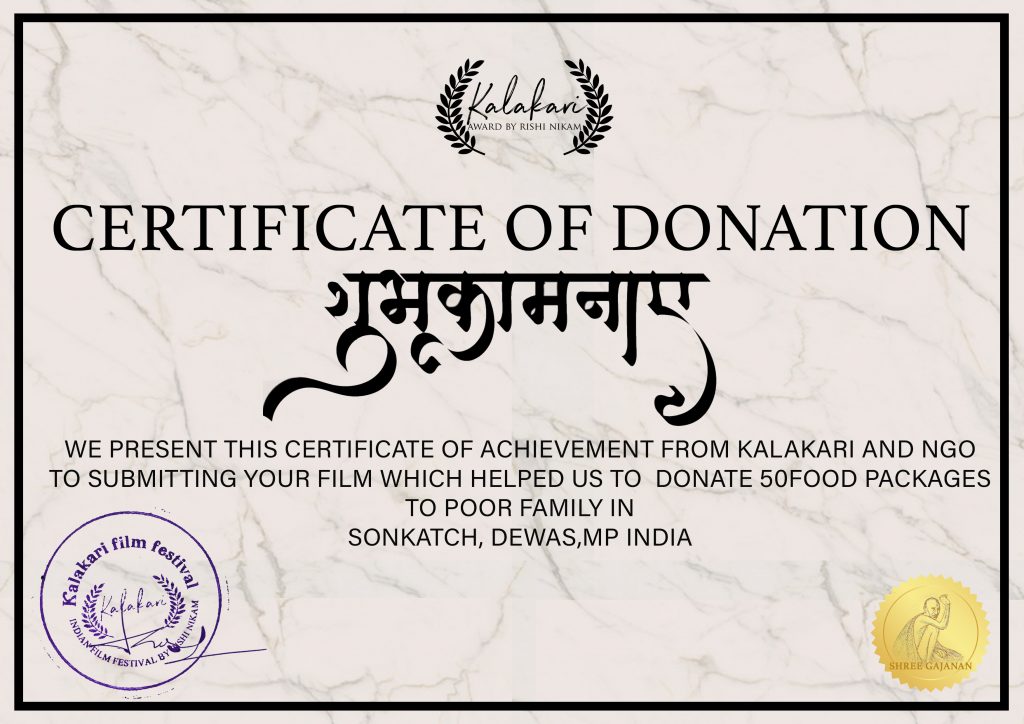 Kalakari Donation Certificate